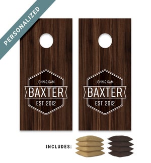 Personalized Dark Wood Bag Boards Set With Bags